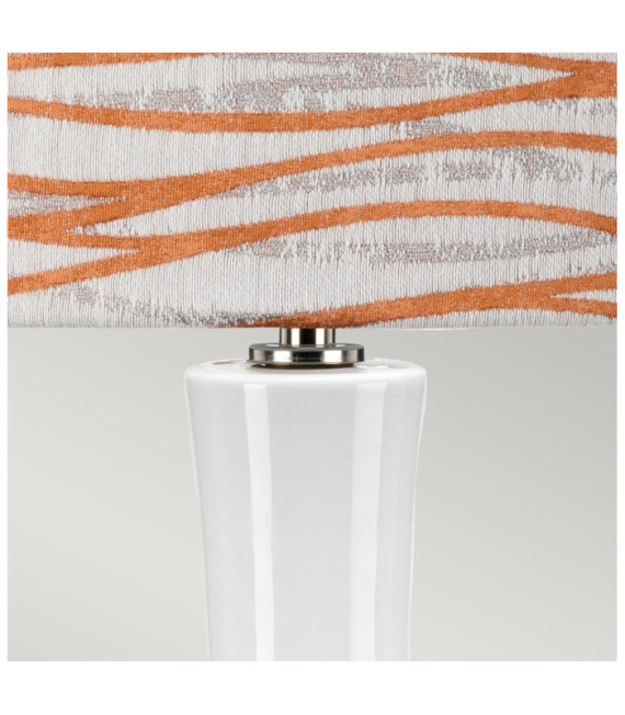 Lampe de table Milo Base en céramique,acier,Abat-jour en tissu Nickel poli