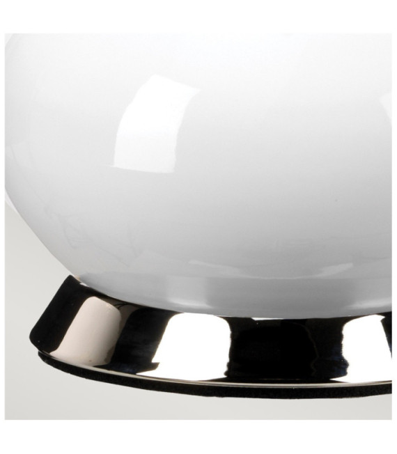 Lampe de table Milo Base en céramique,acier,Abat-jour en tissu Nickel poli