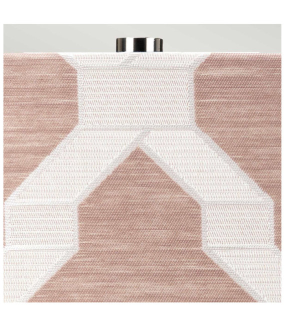 Lámpara de mesa Milo con base de cerámica, acero, pantalla de tela de níquel pulido