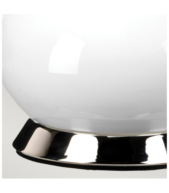 Lampe de table Milo Base en céramique,acier,Abat-jour en tissu Nickel poli