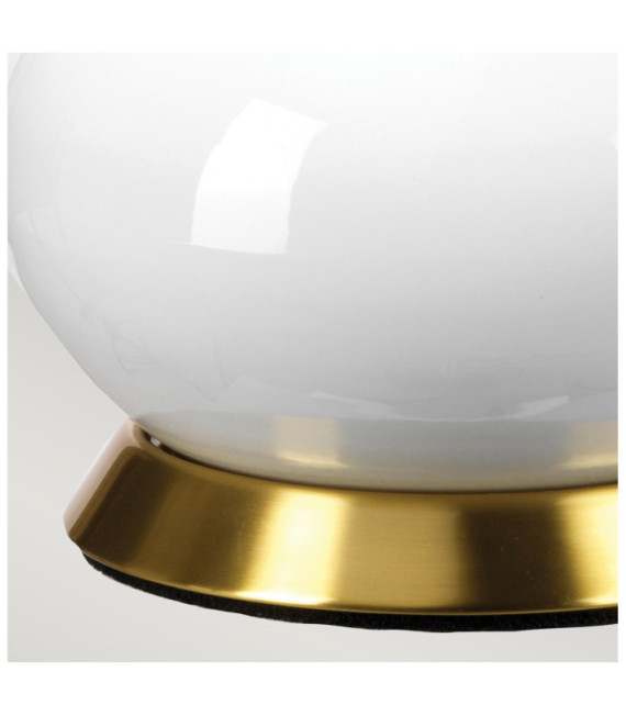 Lampe de table Milo Base en céramique,acier,Abat-jour en tissu Laiton vieilli