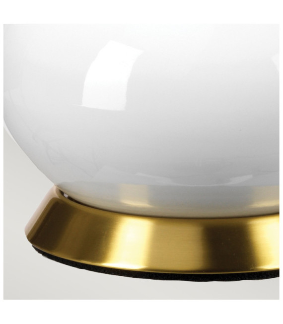 Milo table lamp Ceramic base, steel, Aged brass fabric lampshade