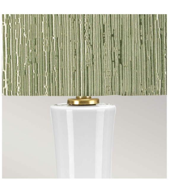 Lampe de table Milo Base en céramique,acier,Abat-jour en tissu Laiton vieilli