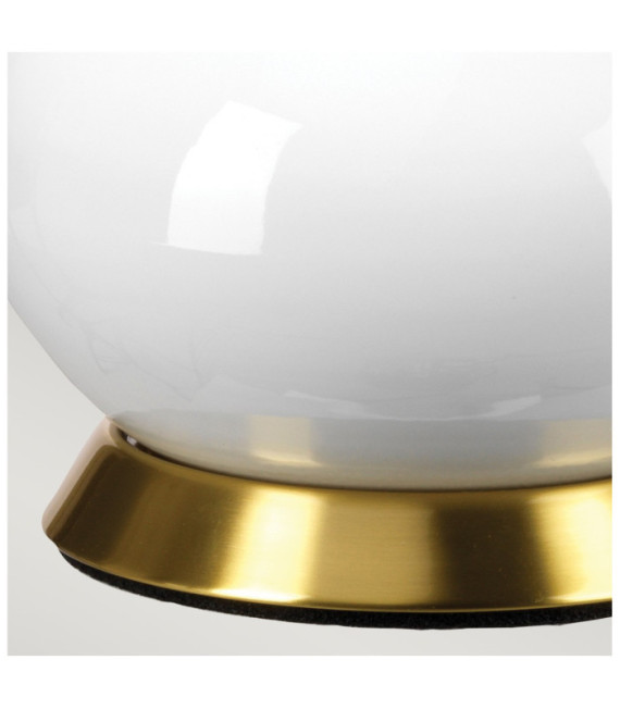 Lampe de table Milo Base en céramique,acier,Abat-jour en tissu Laiton vieilli
