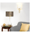 Milo table lamp Ceramic base, steel, Aged brass fabric lampshade