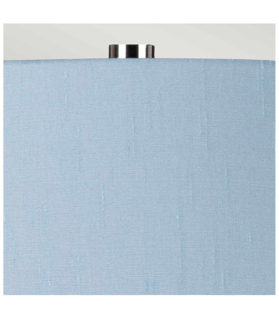 Lampe de table Isla Base en céramique,acier,Abat-jour en fausse soie, Nickel poli