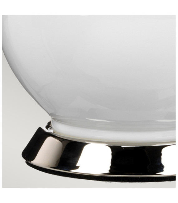 Isla Tischlampe, Keramiksockel, Stahl, Lampenschirm aus Kunstseide, poliertes Nickel