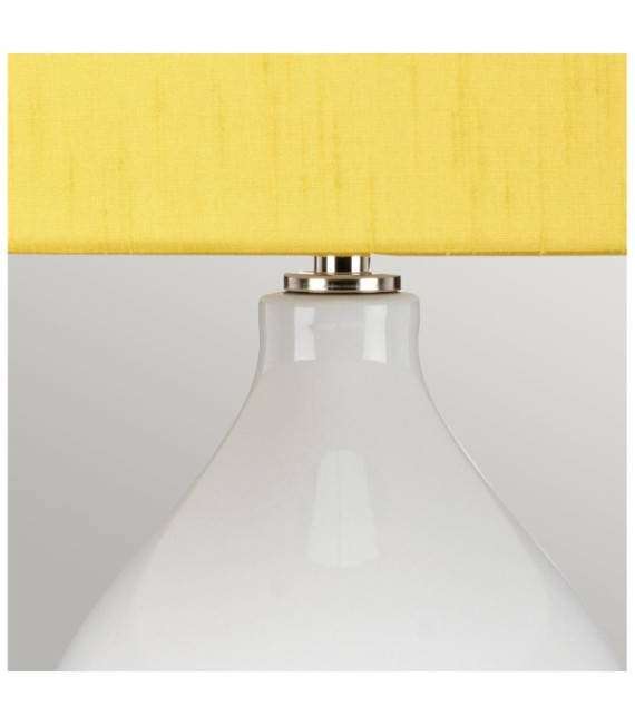 Isla Table Lamp Ceramic Base, Steel, Faux Silk Shade, Polished Nickel