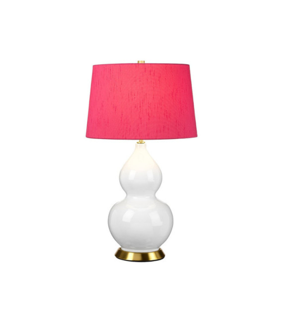Lampe de table Isla Base en céramique,acier,Abat-jour en fausse soie, Laiton vieilli