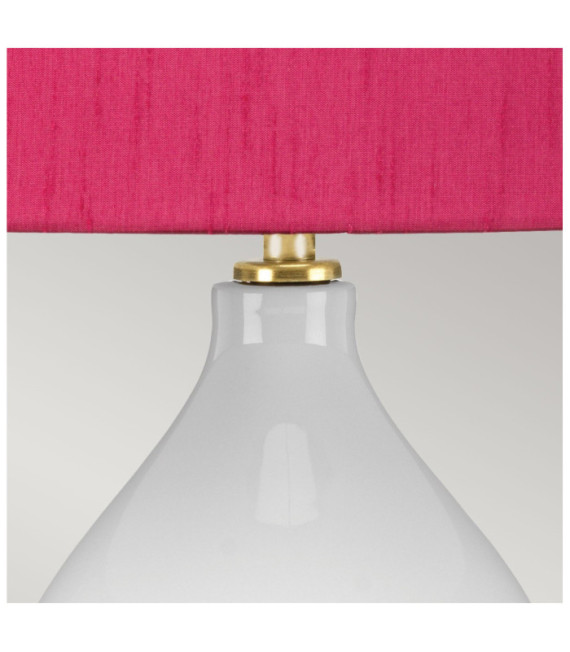 Isla Tischlampe Keramiksockel, Stahl, Lampenschirm aus Kunstseide, gealtertes Messing