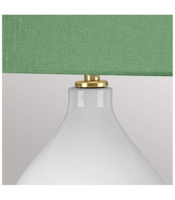 Isla table lamp Ceramic base, steel, Faux silk lampshade, Aged brass