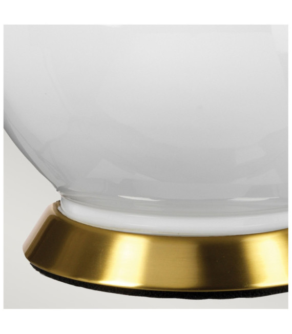 Isla table lamp Ceramic base, steel, Faux silk lampshade, Aged brass