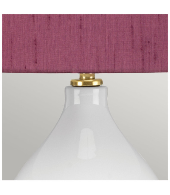 Lampada da tavolo Isla Base in ceramica, acciaio, paralume in finta seta, ottone invecchiato