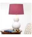 Lampe de table Isla Base en céramique,acier,Abat-jour en fausse soie, Laiton vieilli