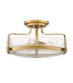 Harper ceiling light Steel, transparent grained glass Brass Heritage