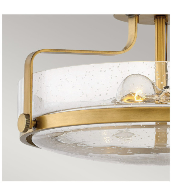 Lámpara de techo Harper Acero, vidrio granulado transparente Brass Heritage