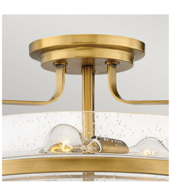 Plafonnier Harper Acier,verre grainé transparent Laiton Héritage