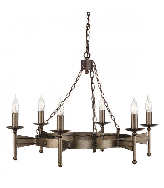 Suspension Cromwell, bronze vieilli, 5 ampoules