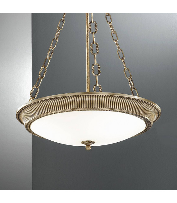 Lampada a sospensione classica MILORD in ottone antico a 3 lampadine