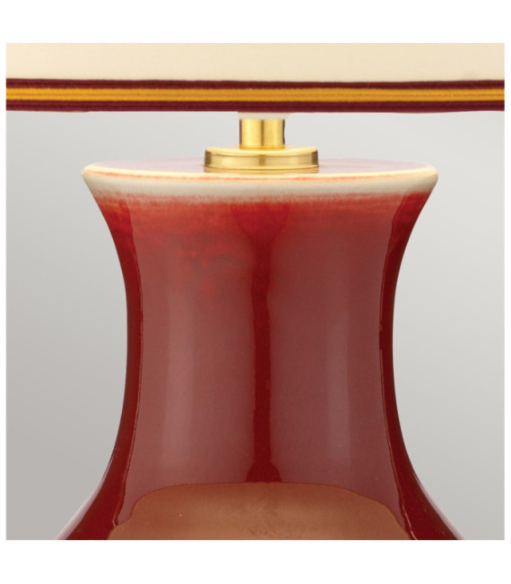 Lampada da tavolo Sangue di bue Paralume in porcellana, legno, Sangue di manzo