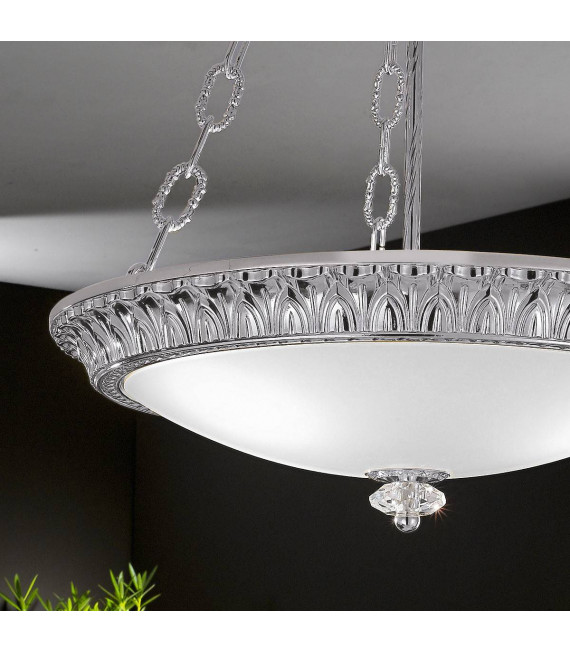 Lampada a sospensione classica MILADY cromata a 3 lampadine