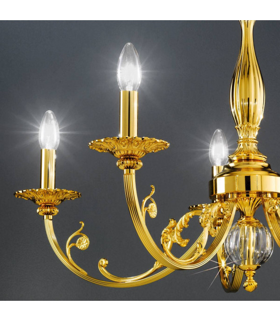 Candeliere classico PISANI 24 carati Oro 5 lampadine