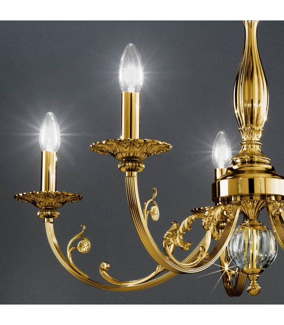 Candeliere classico PISANI in ottone antico 5 lampadine