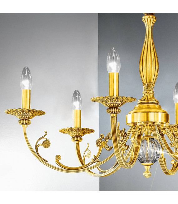 Chandelier classique PISANI Or 24 Carats 6 ampoules
