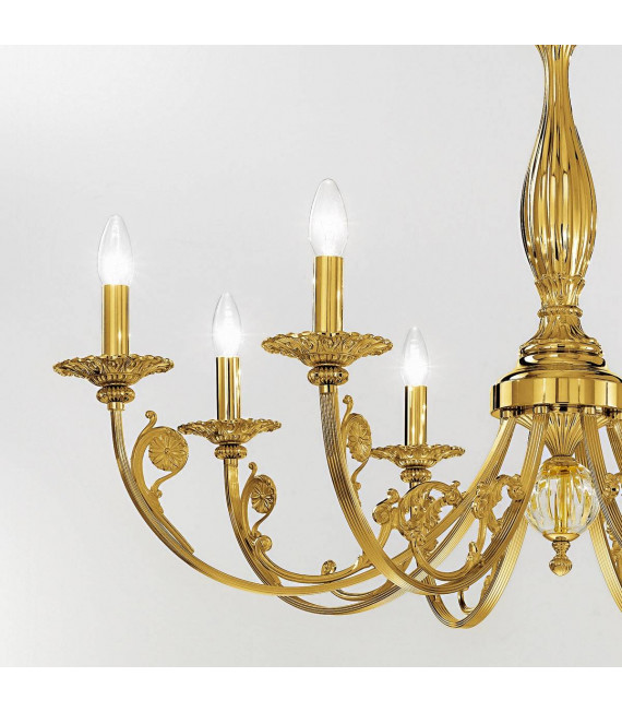 Candelabro clásico PISANI oro francés 8 bombillas