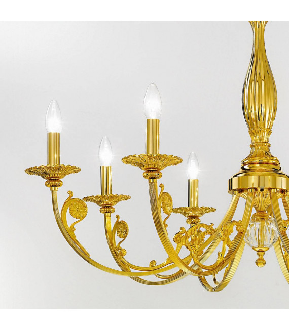 Candelabro clásico PISANI Oro 24 quilates 8 bombillas