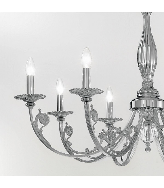 Chandelier classique PISANI chrome 8 ampoules