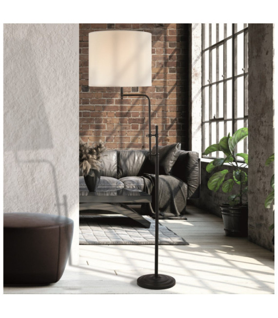 Munich floor lamp Mild steel Matt black, natural tint