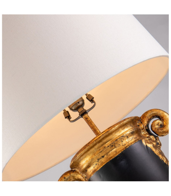 Lampada da tavolo Gallier Tessuto, resina, acciaio Nero, Oro