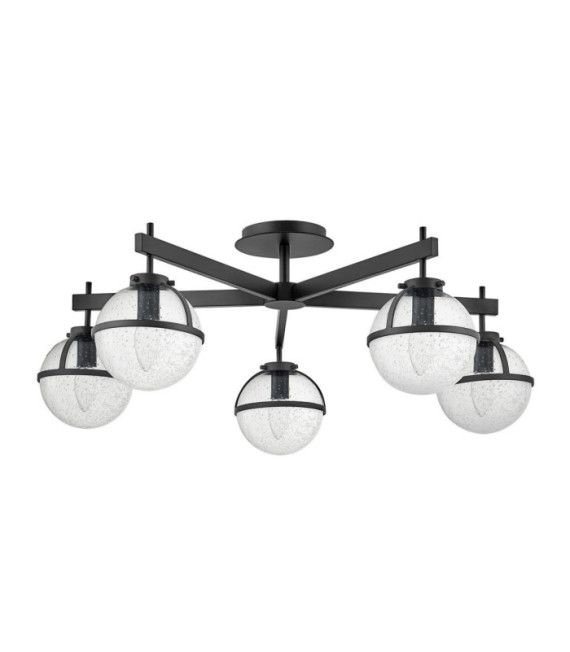 Plafonnier Hollis Acier,verre grainé transparent Noir