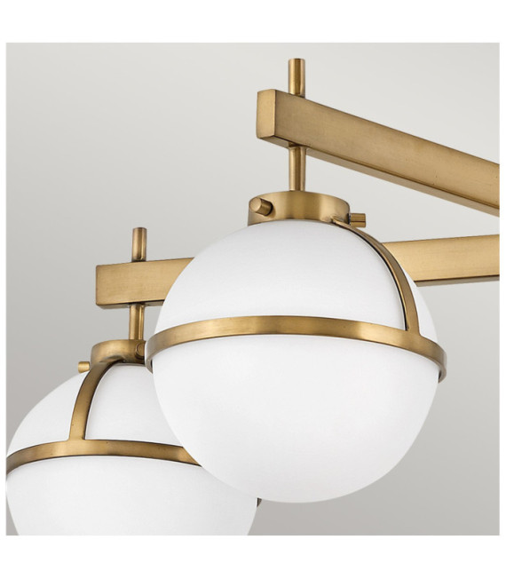 Plafoniera Hollis Vetro Opale, Acciaio Ottone Heritage