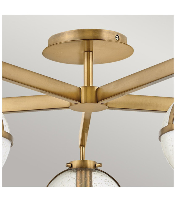 Hollis ceiling light Steel, transparent grained glass Brass Heritage