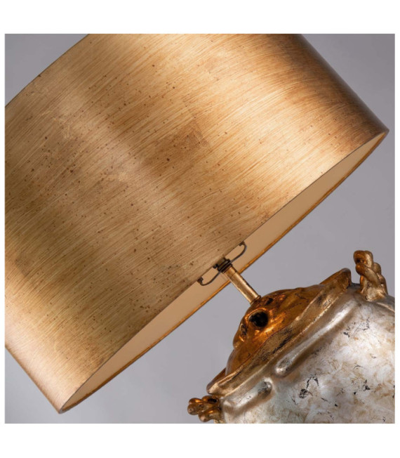 Lámpara de mesa Jackson Parchment, acero, resina plateada envejecida