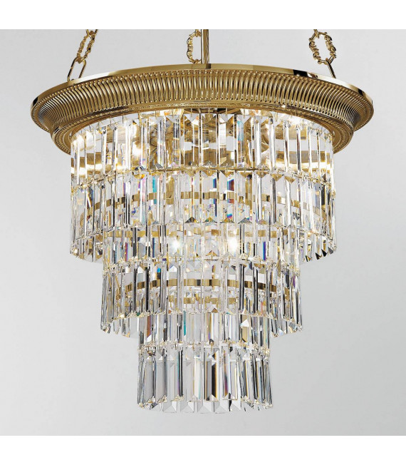 Lampadario classico MILORD CRYSTAL in ottone antico 4 lampadine
