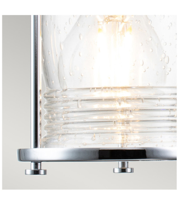 Kichler Wandleuchte Stahl, transparentes, gekörntes Glas, poliertes Chrom
