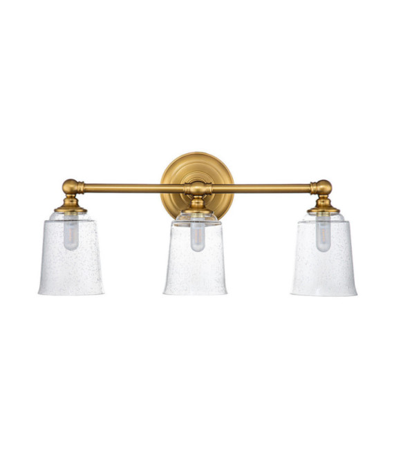 Feiss Wandleuchte Stahl, transparentes, gekörntes Glas Messing brüniert