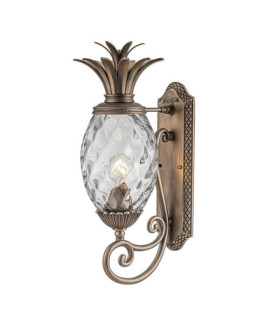 Plantation outdoor wall light Amber optical glass etched inside, aluminum Burnished bronze
