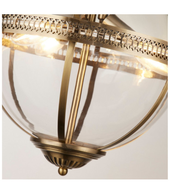 Coronet Pendelleuchte Weichstahl, Glas Antikmessing