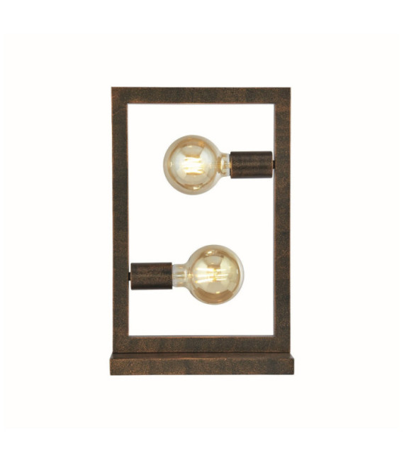 Lampada da tavolo oblunga in acciaio dolce marrone rustico