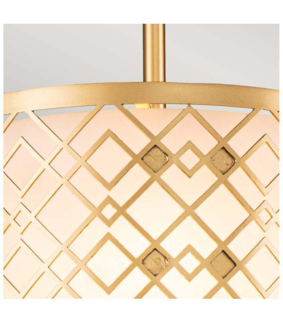 Lampadario Ziggy In Vetro, Acciaio Laccato Oro