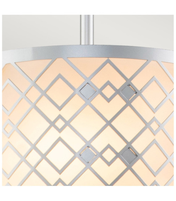 Lámpara colgante Ziggy de cristal, acero plateado lacado