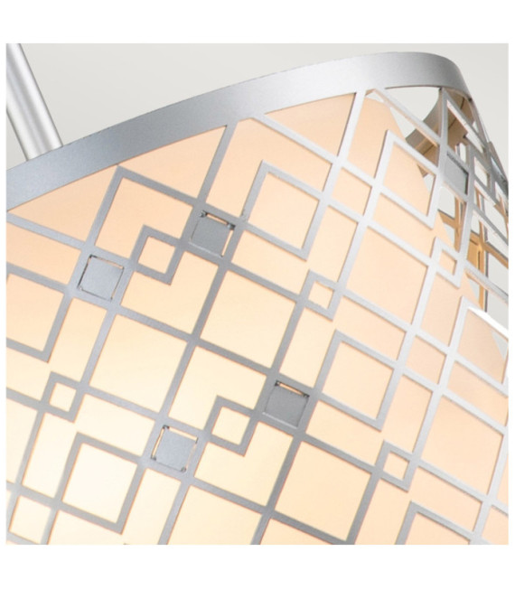 Lampadario Ziggy In Vetro, Acciaio Laccato Argento