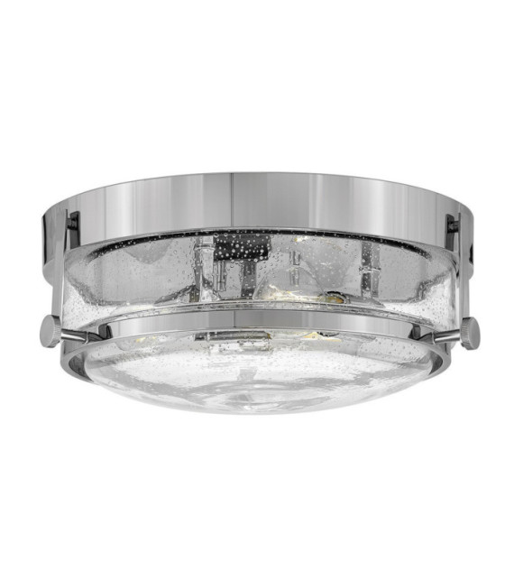 Plafonnier Harper Acier,verre grainé transparent Chrome poli