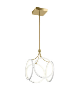 Suspension LED Kichler Fer,acrylique givré,aluminium Blanc avec Champagne Or