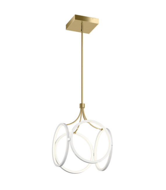 Kichler LED-Pendelleuchte Eisen, mattiertes Acryl, weißes Aluminium mit Champagnergold