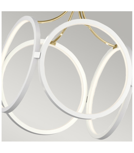 Suspension LED Kichler Fer,acrylique givré,aluminium Blanc avec Champagne Or